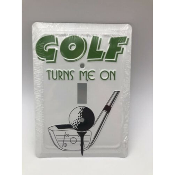 Golf Turns Me On Metal Single Light Switch Plate Cover 6”x4-1/4” sealed - Picture 1 of 6